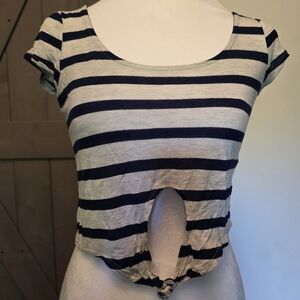 Striped Navy and White Crop Top